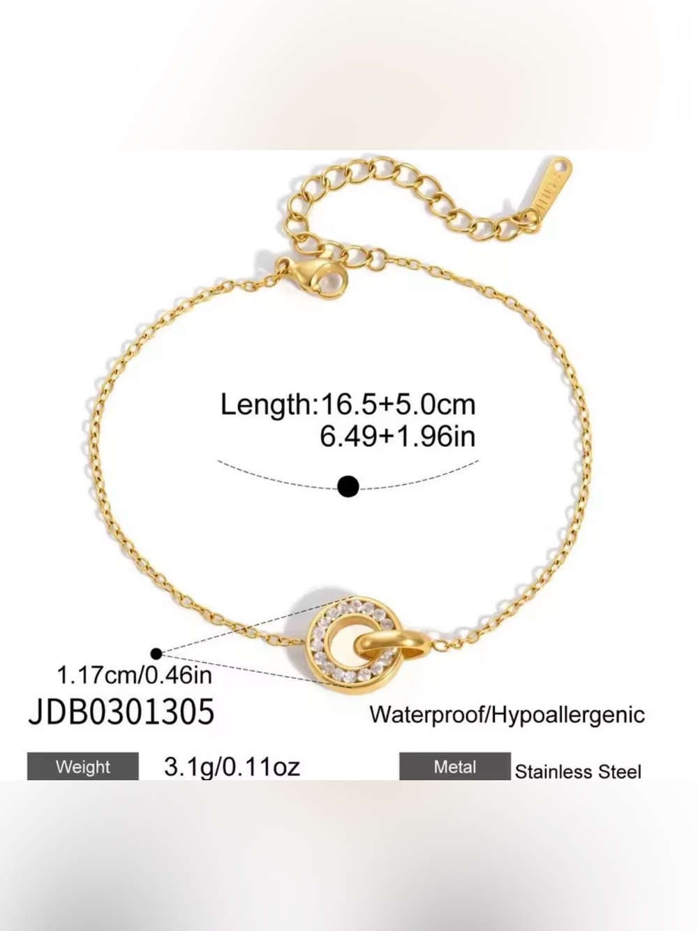 Gold Circle Pavé Dainty Bracelet - Women Jewelry